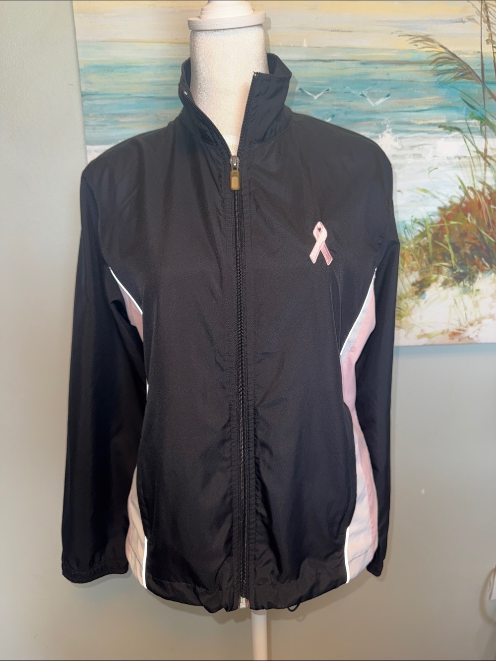 New Balance Black Bomber Jacket with Pink Accents